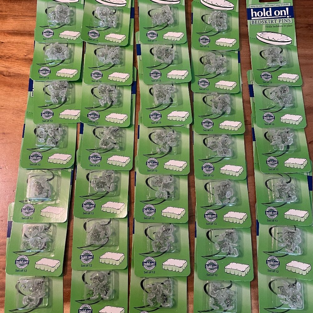 33 Packages of Bedskirt Each is Set of 12 Pins Holds Bed Skirts in Place
